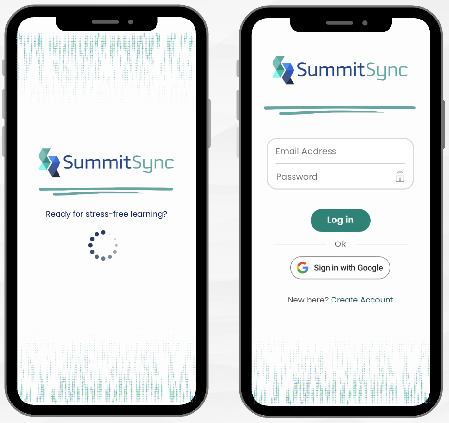 Summit Sync Screenshots of Landing Page and Sign In Page